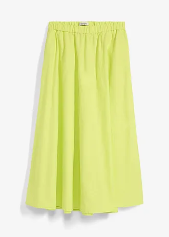 Midirok van een soepele linnenmix, Kleur: citrusgeel