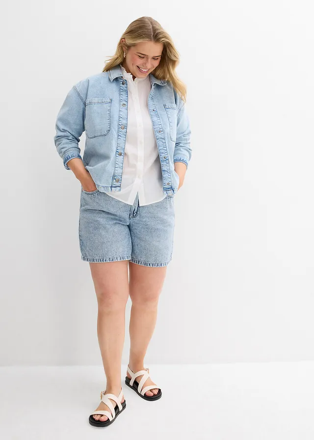 Džínové šortky, Mid Waist, barva: ledově modrý denim used
