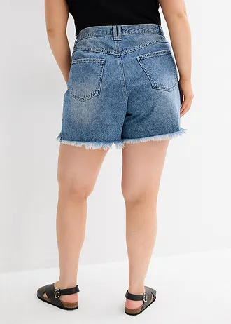 Džínové šortky High Waist, nízký podíl streče, barva: modrý denim used
