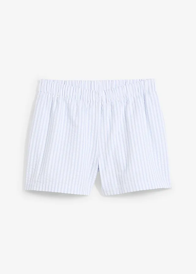 Pantaloni scurți cu dungi, cu șiret și elastic în talie, din bumbac 100%