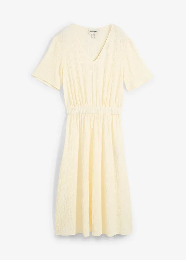 Rochie midi din material seersucker vaporos