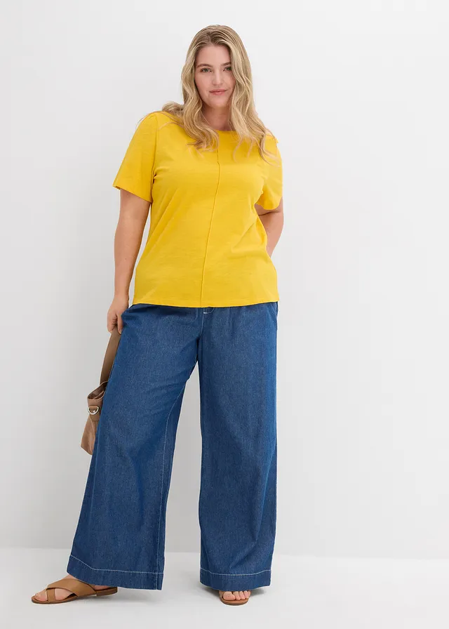 T-shirt 100% coton, Couleur: jaune safran