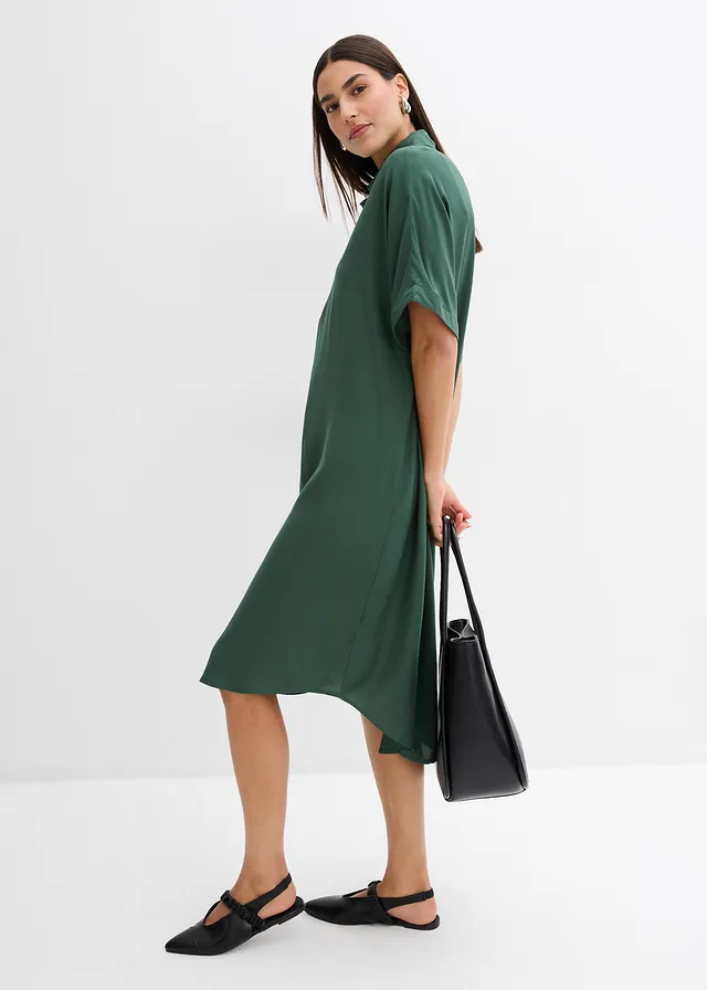 Robe-chemise fluide en viscose fine • vert foncé • product-page.page-title-suffix