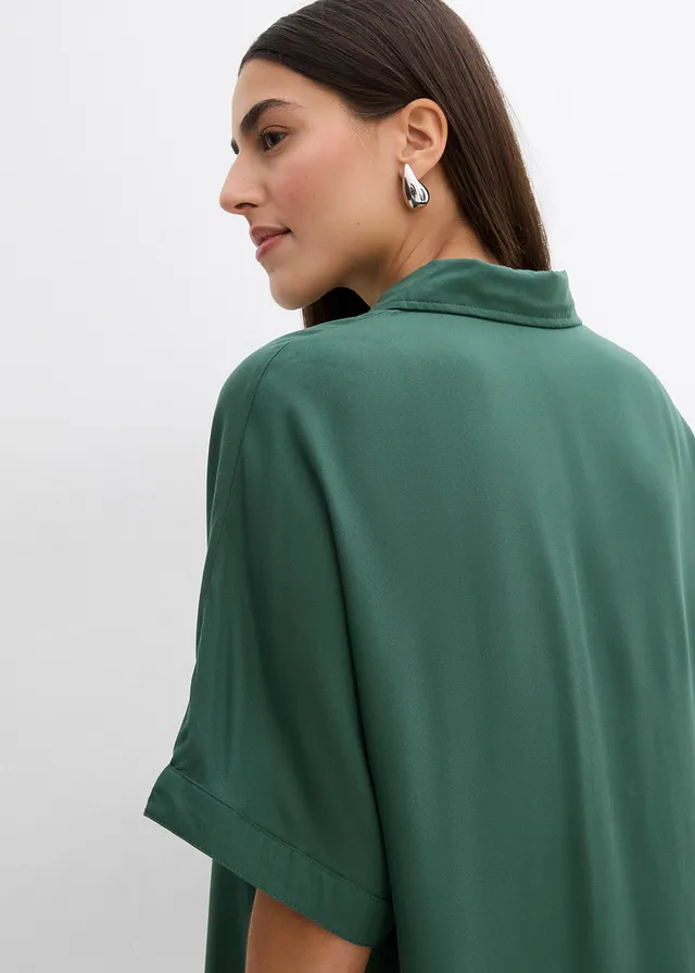 Robe-chemise fluide en viscose fine • vert foncé • product-page.page-title-suffix