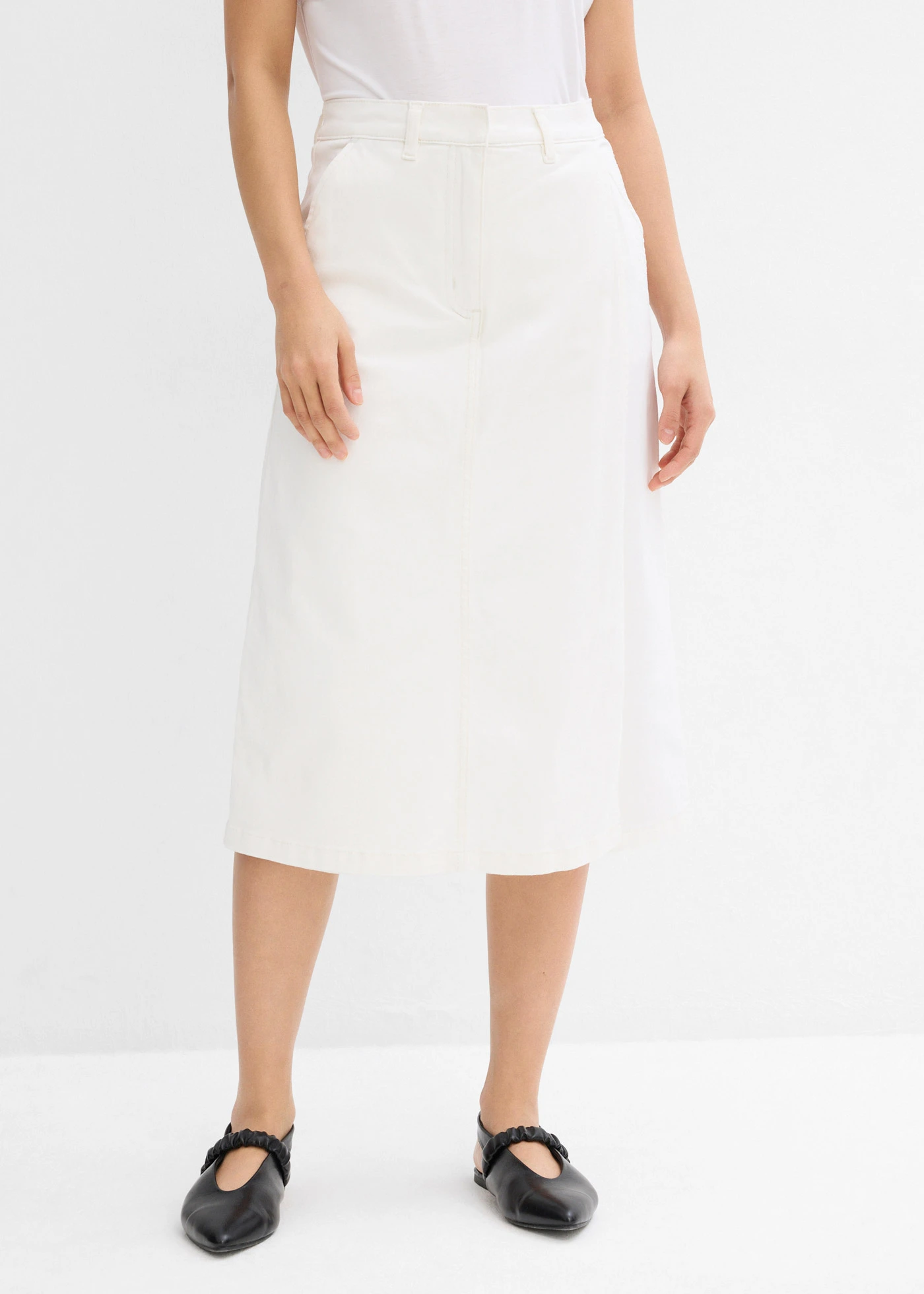 Kalhotová sukně z elastického bavlněného materiálu • přírodní bílá • bonprix obchod