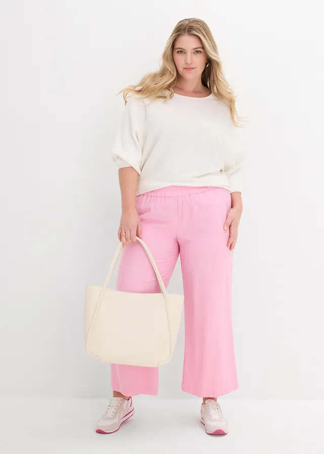 Culotte in een zachte viscosemix, Kleur: roze