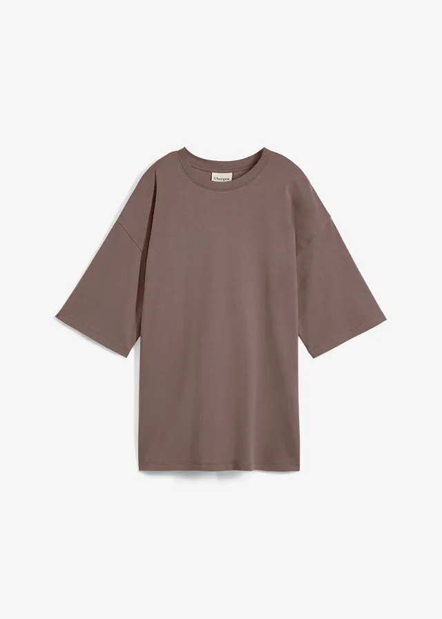 Długi T-shirt z bawełny interlock