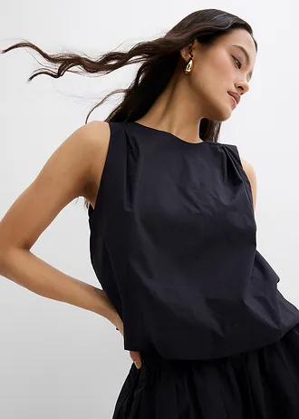 Blousetop van puur katoen • zwart • bonprix online shop