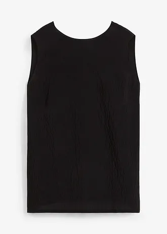 Halenkový top z mačkané viskózové směsi, barva: černá