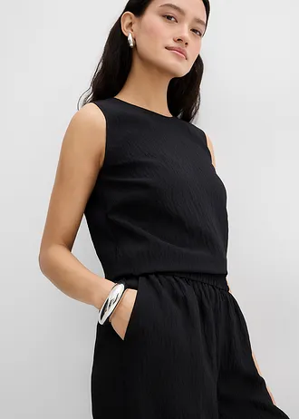 Kalhoty ze strukturované viskózové směsi se zmačkanou úpravou • černá • bonprix obchod