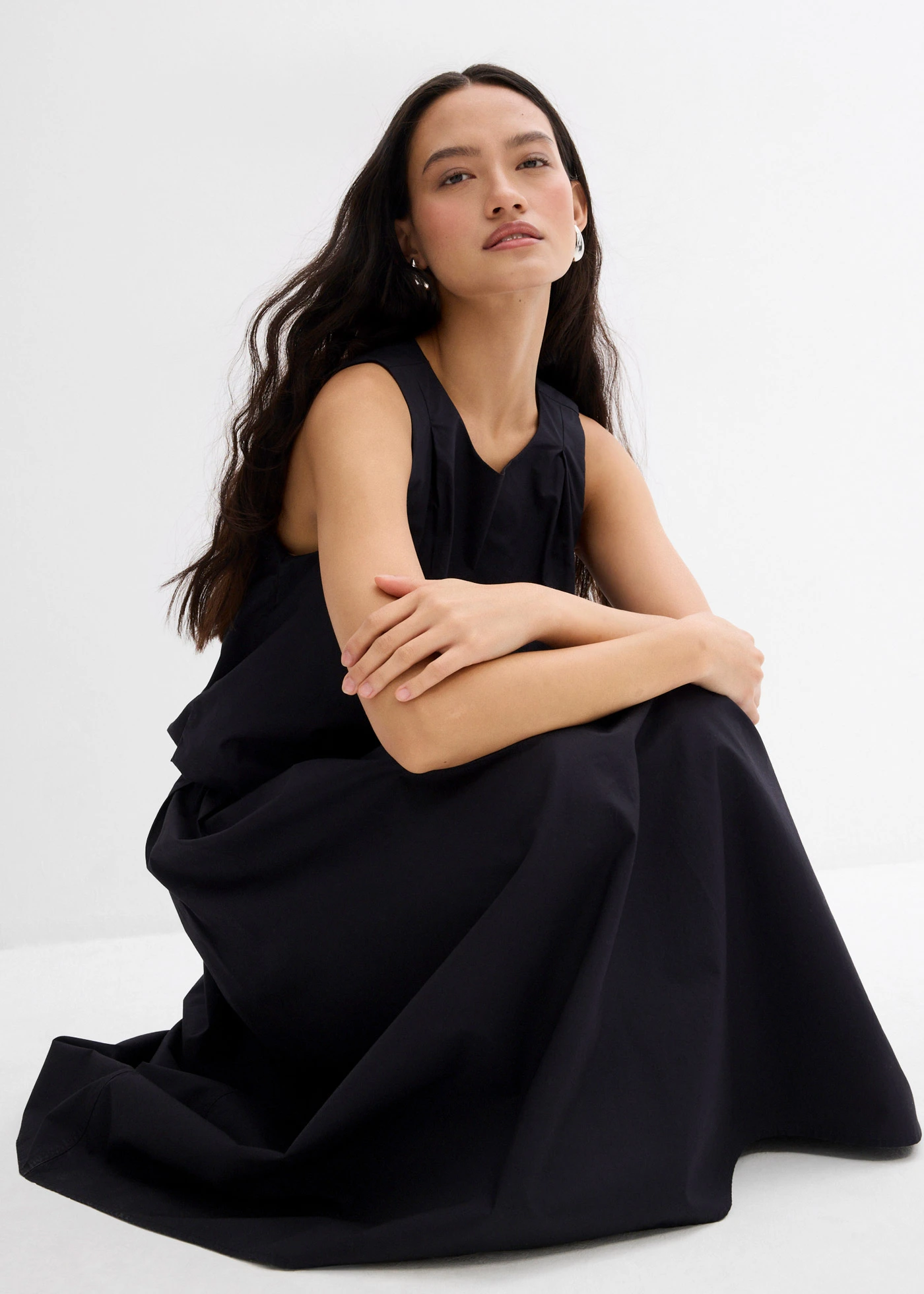 Midi sukňa z čistej bavlny • čierna • obchod bonprix