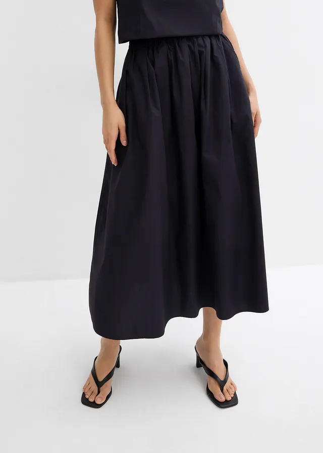 Midirok van puur katoen, Kleur: zwart