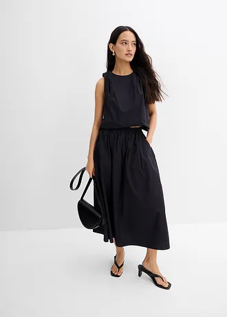 Jupe midi 100% coton • noir • Boutique bonprix