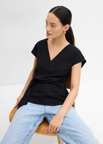 Top din material Punto di Roma • negru • magazin bonprix