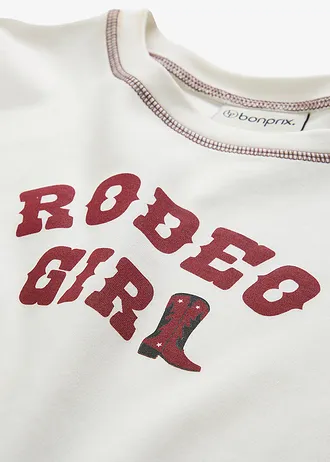 T-shirt van biologisch katoen • wolwit-donkerrood met print • bonprix online shop