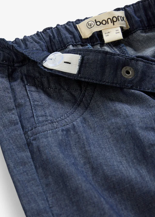 Instapjeans van puur biologisch katoen, Kleur: blauw denim