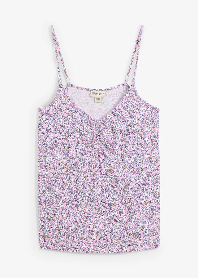 Top cu floricele din viscoză fluidă
