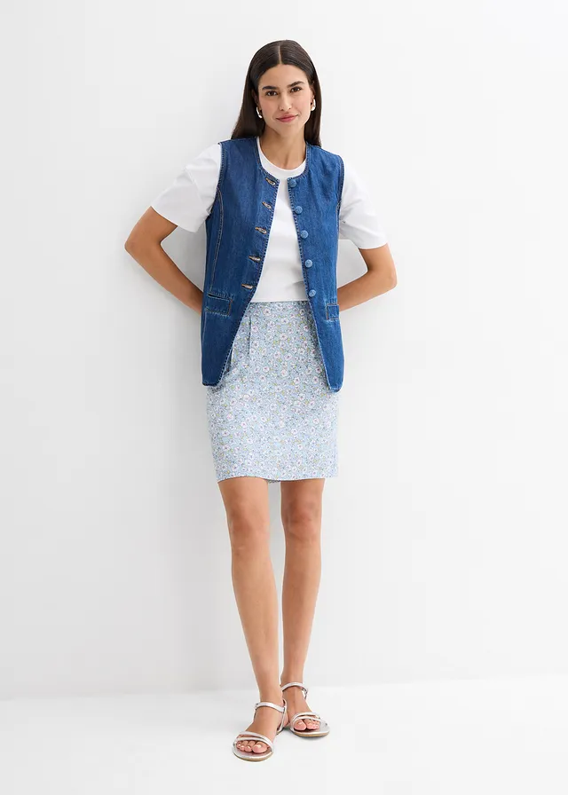 Minirok van vloeiende viscose • ijsblauw gebloemd • product-page.page-title-suffix