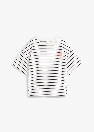 Sweat doux en coton mélangé • blanc cassé-bleu foncé rayé • Boutique bonprix