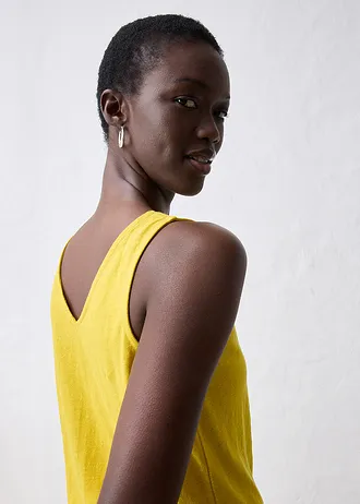 Tank top z czystego lnu • limonkowy curry • sklep bonprix
