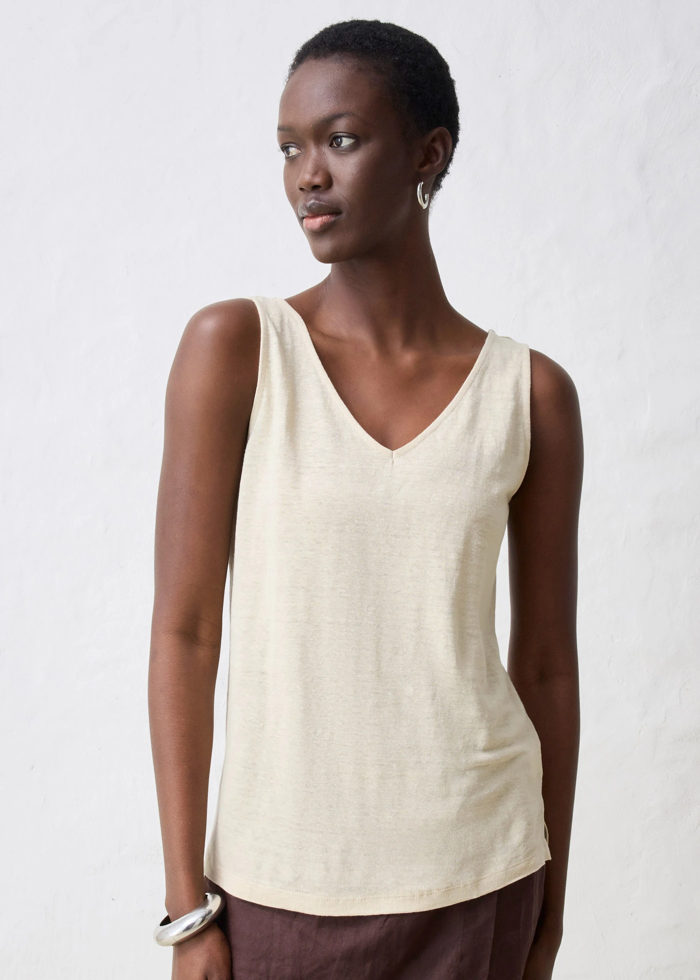 Tank top z czystego lnu • jasny piaskowy • sklep bonprix