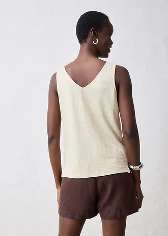 Tank top z czystego lnu • jasny piaskowy • sklep bonprix