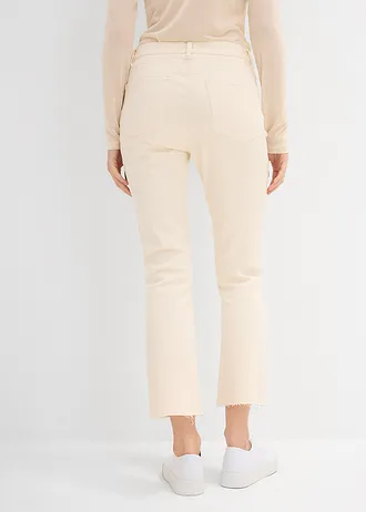 Bootcut jeans high waist, cropped, Kleur: ecru denim