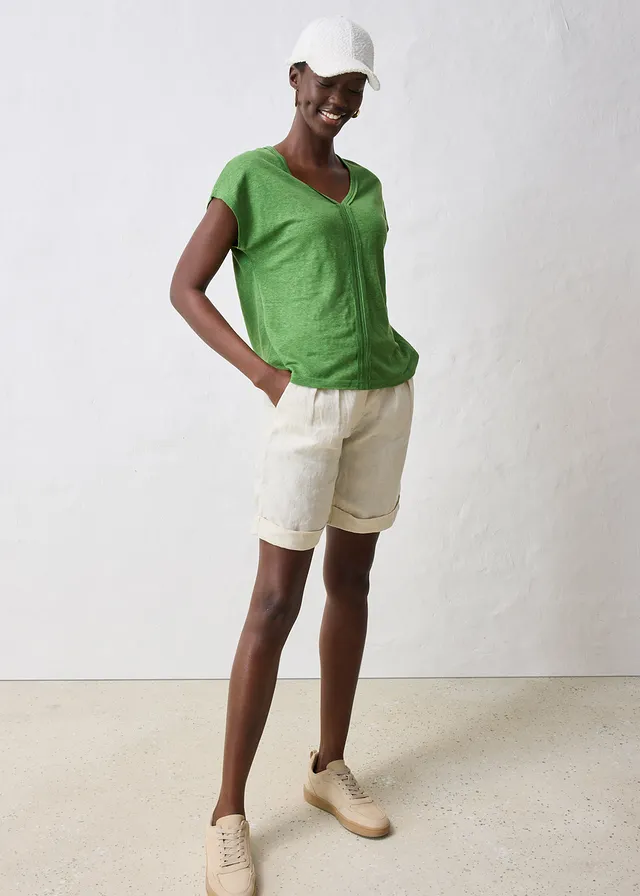 T-shirt 100% lin, Couleur: vert forêt
