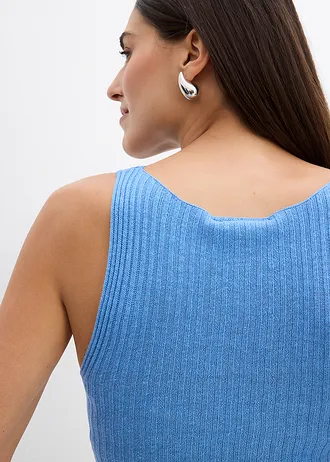 Přiléhavý pletený top z viskózové směsi • středně modrá • bonprix obchod