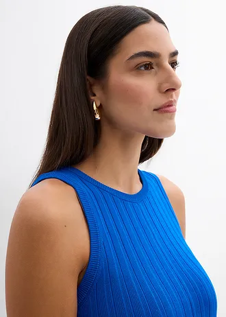 Pletené šaty s áčkovou liní, ze směsi s viskózou • azurově modrá • bonprix obchod