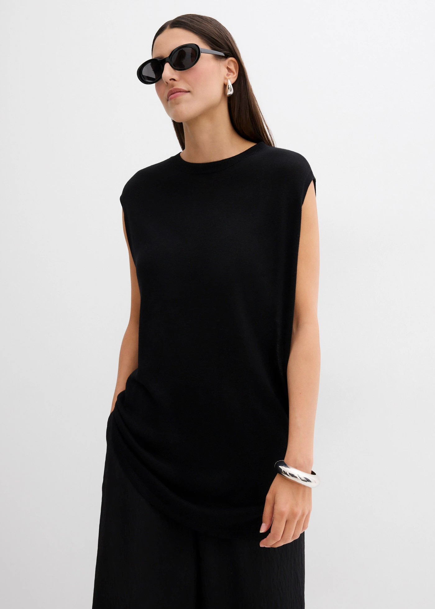 Ballon fazonú kötött to finom viszkózból • fekete • bonprix áruház