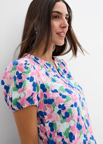 Šaty z měkkého mušelínu • přírodní bílo-opálově zeleno-pudrově růžovo-svítivě růžovo-arktická modrá s květy • bonprix obchod