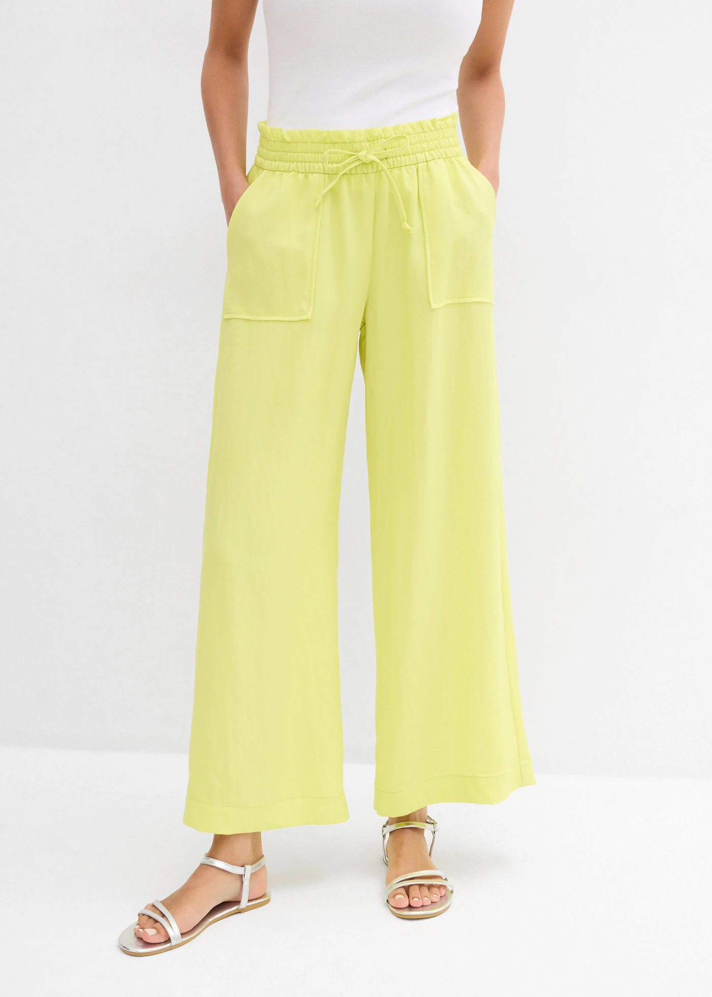 Pantalon large et fluide en lyocell mélangé • jaune citron • Boutique bonprix