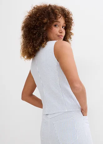 Gilet sans manches rayé en jean • blanc rayé • Boutique bonprix