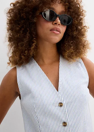 Vestă de blugi, în dungi • alb dungat • magazin bonprix