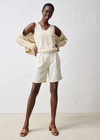Szorty bermudy z czystego lnu • jasny piaskowy • sklep bonprix