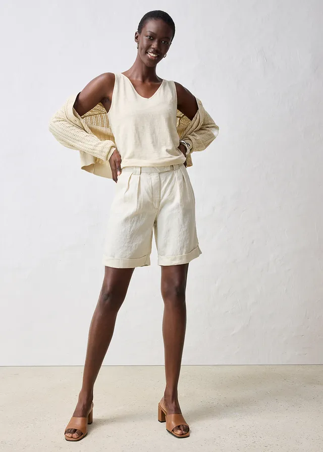 Bermuda van puur linnen lichtsand