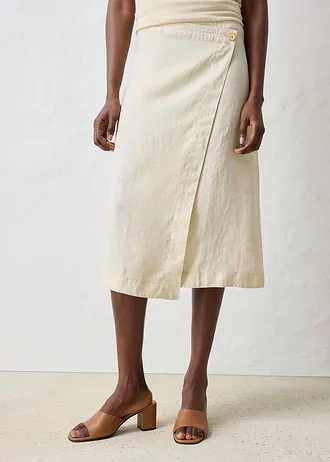 Zavinovací sukně z čistého lnu • světle písková • bonprix obchod