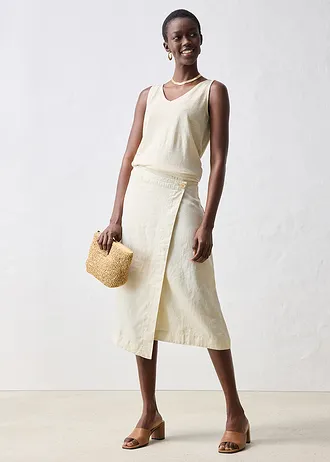 Zavinovací sukně z čistého lnu • světle písková • bonprix obchod