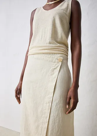 Zavinovací sukně z čistého lnu • světle písková • bonprix obchod