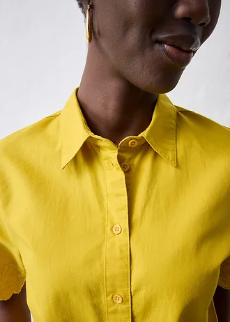 Zkrácená košilová halenka s podílem hedvábí • limetkově kari • bonprix obchod