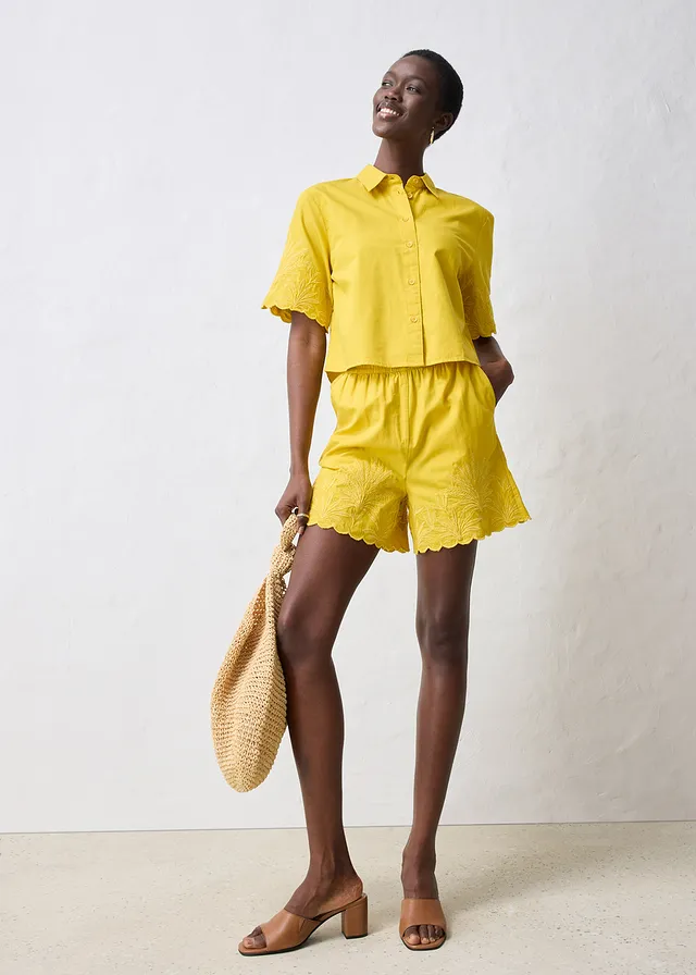 Short met zijde, Kleur: lemoncurry