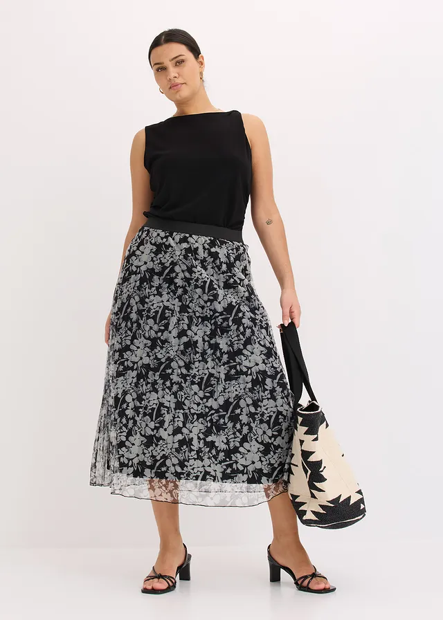 Jersey top met twist, Kleur: zwart
