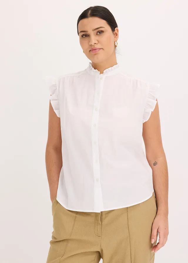 Licht blouse zonder mouwen, Kleur: wit