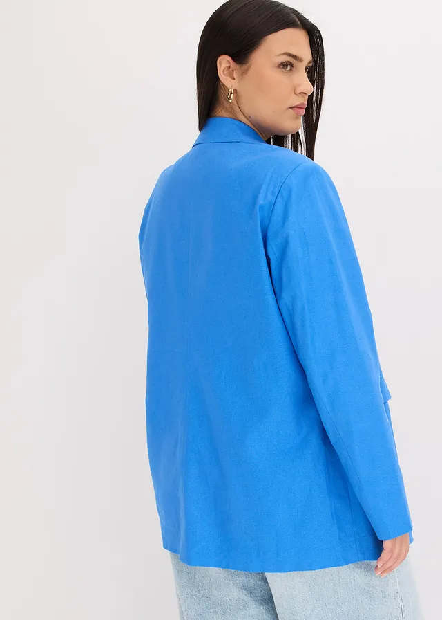 Linnen blazer, Kleur: gletsjerblauw