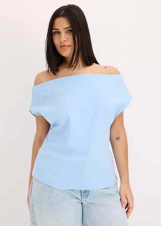 Off-shoulder shirt van puur biologisch katoen, Kleur: lichtblauw