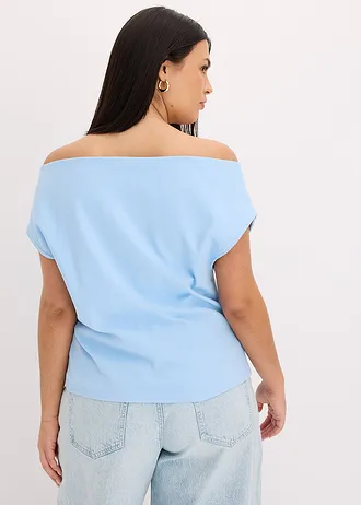 Off-shoulder shirt van puur biologisch katoen, Kleur: lichtblauw