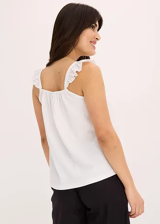 Žerzejový top s volány na ramínkách • bílá • bonprix obchod