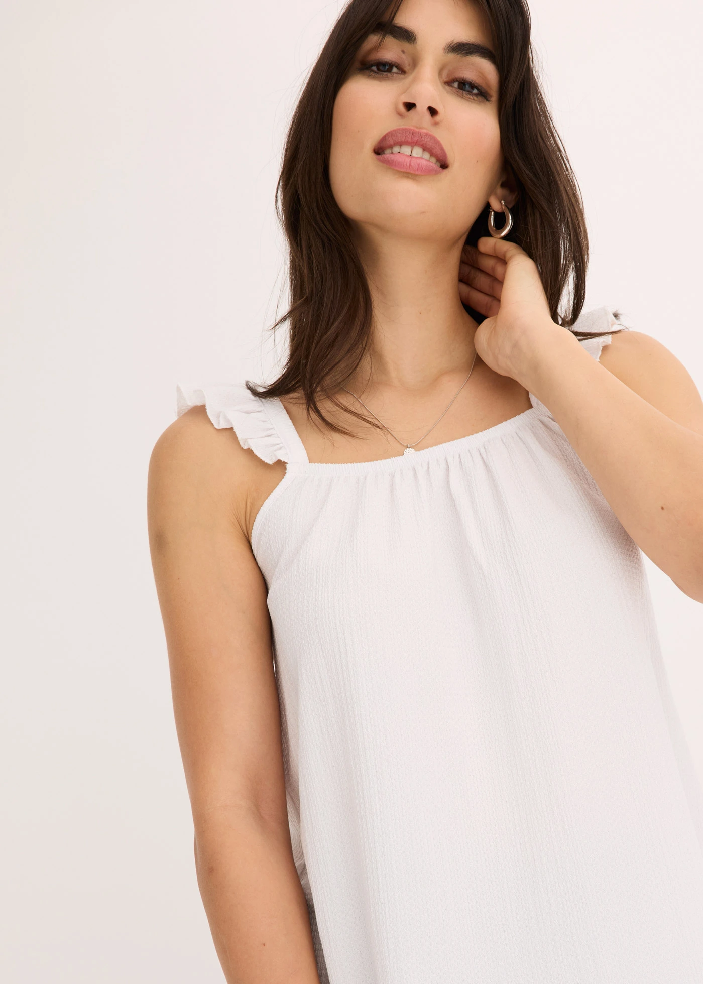 Žerzejový top s volány na ramínkách • bílá • bonprix obchod