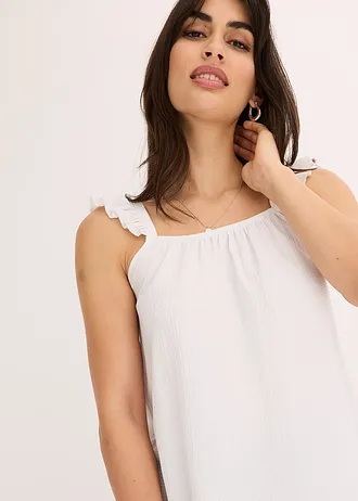 Žerzejový top s volány na ramínkách • bílá • bonprix obchod